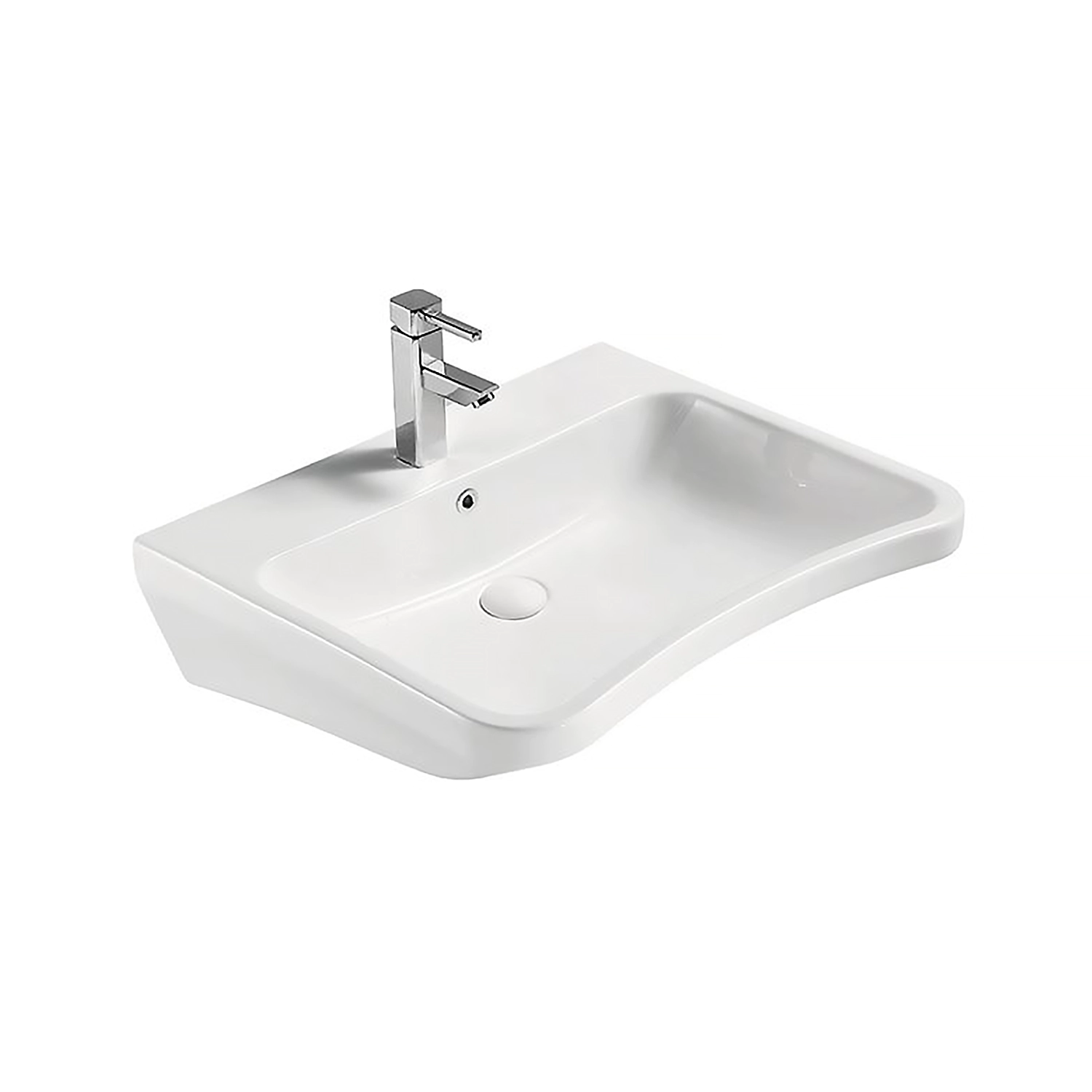 25 inch handicapped wash basin in glossy white color, wall-hung wheelchair accessible ada bathroom sink